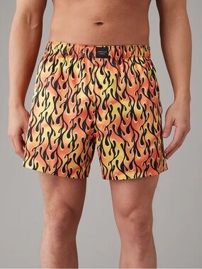 🆕 American Eagle Outfitters Flame-Print Boxers in Yellow, Orange & Black